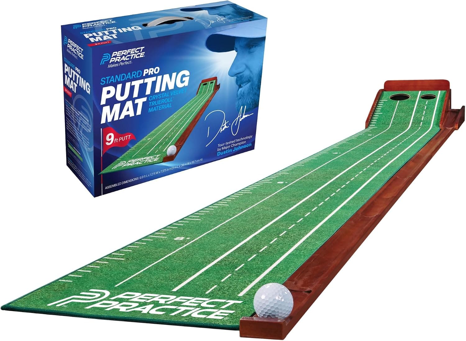 Perfect Practice Putting Mat & Golf Chipping Net - Indoor Golf Training Aid | Indoor putting green and chip shot practice, crystal velvet turf, alignment guides for home and outdoor, golf gifts for men